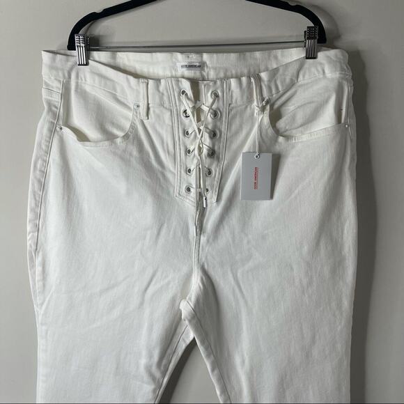 Good American lace up white good waist crop jeans spring minimalist high waisted - Picture 4 of 7